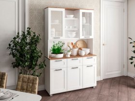 Буфет Катерини (дуб бельмунд/белое дерево) в Дорогино - dorogino.mebel-nsk.ru | фото