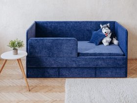 Диван-кровать Happy (синий) в Дорогино - dorogino.mebel-nsk.ru | фото