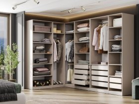 Гардеробная Эккервуд (меланж) в Дорогино - dorogino.mebel-nsk.ru | фото
