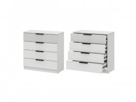 Комод 4 ящика (ЛДСП/МДФ) Эккервуд (белый) в Дорогино - dorogino.mebel-nsk.ru | фото