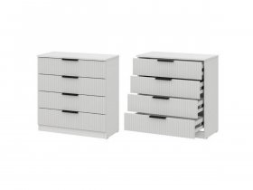 Комод 4 ящика (МДФ) Эккервуд (белый) в Дорогино - dorogino.mebel-nsk.ru | фото