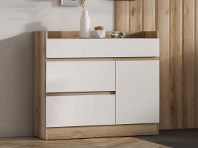 Комод с дверкой Брауни (дуб делано/белый) в Дорогино - dorogino.mebel-nsk.ru | фото