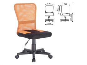 Кресло компактное BRABIX Smart MG-313, без подлокотников, комбинированное, черное/оранжевое в Дорогино - dorogino.mebel-nsk.ru | фото