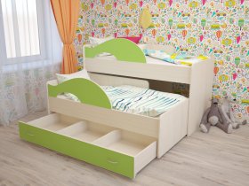Кровать детская двухуровневая Радуга 80*160 в Дорогино - dorogino.mebel-nsk.ru | фото