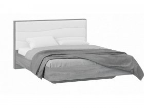 Кровать двуспальная 1,6 м «Миранда» Тип 1 (Дуб Гамильтон/Белый глянец) в Дорогино - dorogino.mebel-nsk.ru | фото