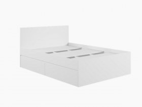 Кровать двуспальная с ящиками 1,4м Мадера-М1400 (белый) в Дорогино - dorogino.mebel-nsk.ru | фото