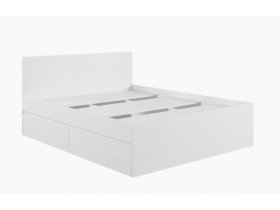 Кровать двуспальная с ящиками 1,6м Мадера-М1600 (белый) в Дорогино - dorogino.mebel-nsk.ru | фото