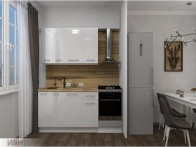 Кухонный гарнитур МДФ Выгодно и точка 1,5 м (белый глянец) в Дорогино - dorogino.mebel-nsk.ru | фото