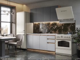 Кухонный гарнитур Ника 1,6 м (графит/серый софт) в Дорогино - dorogino.mebel-nsk.ru | фото