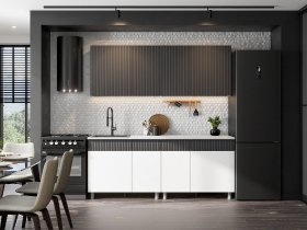 Кухонный гарнитур София (2,0м) (бланж/графит матовый) в Дорогино - dorogino.mebel-nsk.ru | фото