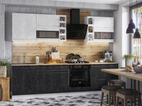 Модульная кухня Бруклин (белый/черный бетон) в Дорогино - dorogino.mebel-nsk.ru | фото