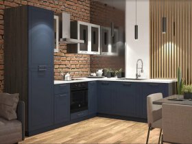 Модульная кухня Глэдис (тёмно-синий софт/корпус анкор темный) в Дорогино - dorogino.mebel-nsk.ru | фото