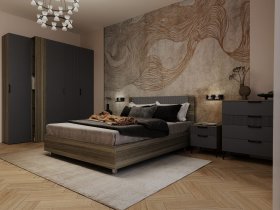 Модульная спальня Борнео (джара темная/хангва) в Дорогино - dorogino.mebel-nsk.ru | фото