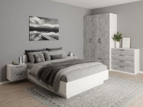 Модульная спальня Гамма (белый/цемент) в Дорогино - dorogino.mebel-nsk.ru | фото