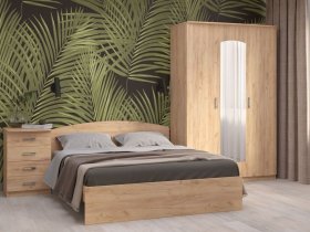 Модульная спальня Ирина (дуб крафт золотой) в Дорогино - dorogino.mebel-nsk.ru | фото