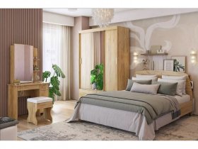 Модульная спальня Виктория-1 (дуб крафт золотой) в Дорогино - dorogino.mebel-nsk.ru | фото