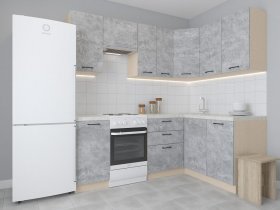 Модульная угловая кухня 1,4м*2,1м Лада (цемент) в Дорогино - dorogino.mebel-nsk.ru | фото