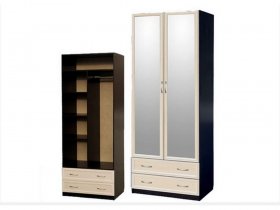 Шкаф двухстворчатый с ящиками с 2-мя зеркалами  (профиль МДФ) в Дорогино - dorogino.mebel-nsk.ru | фото