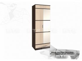 Шкаф двухстворчатый с зеркалом платяной-бельевой Сакура (BTS) в Дорогино - dorogino.mebel-nsk.ru | фото