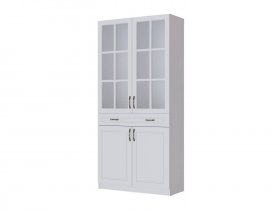 Шкаф-витрина Апполия гостиная (белый/белый дуб) в Дорогино - dorogino.mebel-nsk.ru | фото