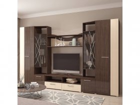 Стенка Гамма (дуб венге/дуб молочный) в Дорогино - dorogino.mebel-nsk.ru | фото