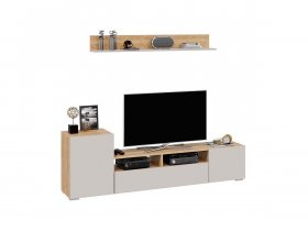 Стенка «Сильвия» (дуб крафт золотой/кашемир) в Дорогино - dorogino.mebel-nsk.ru | фото
