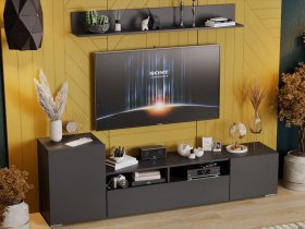 Стенка «Сильвия» (графит серый) в Дорогино - dorogino.mebel-nsk.ru | фото