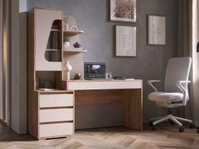 Стол компьютерный Пифагор (дуб вотан/кашемир) в Дорогино - dorogino.mebel-nsk.ru | фото