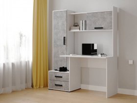 Стол письменный «Квартет-9» (белый/ателье светлое) в Дорогино - dorogino.mebel-nsk.ru | фото