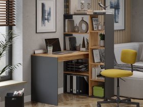Стол письменный тип 16 (дуб крафт золотой/графит серый) в Дорогино - dorogino.mebel-nsk.ru | фото