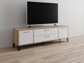 Тумба под ТВ Парус-13 (дуб крафт серый/белый) в Дорогино - dorogino.mebel-nsk.ru | фото