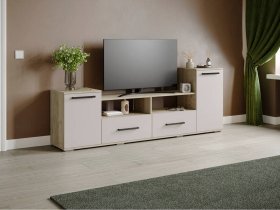 Тумба под ТВ Парус-2 (дуб крафт серый/кашемир) в Дорогино - dorogino.mebel-nsk.ru | фото