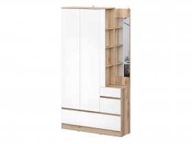 Вешалка с зеркалом Брауни (дуб делано/белый) в Дорогино - dorogino.mebel-nsk.ru | фото